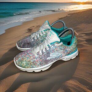 SKECHERS (14058) Women's Sneakers (GOGA PLUS +) SIZE 9 Hot Yoga Gym Casual Shoes